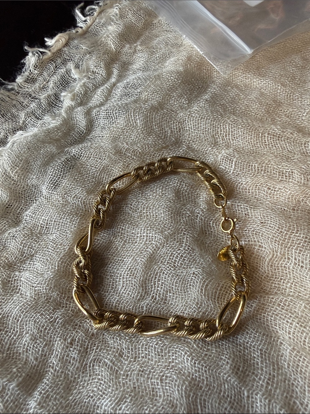 Vintage Signed Citation Gold Tone Twisted Rope Link Chain Bracelet 7.5”